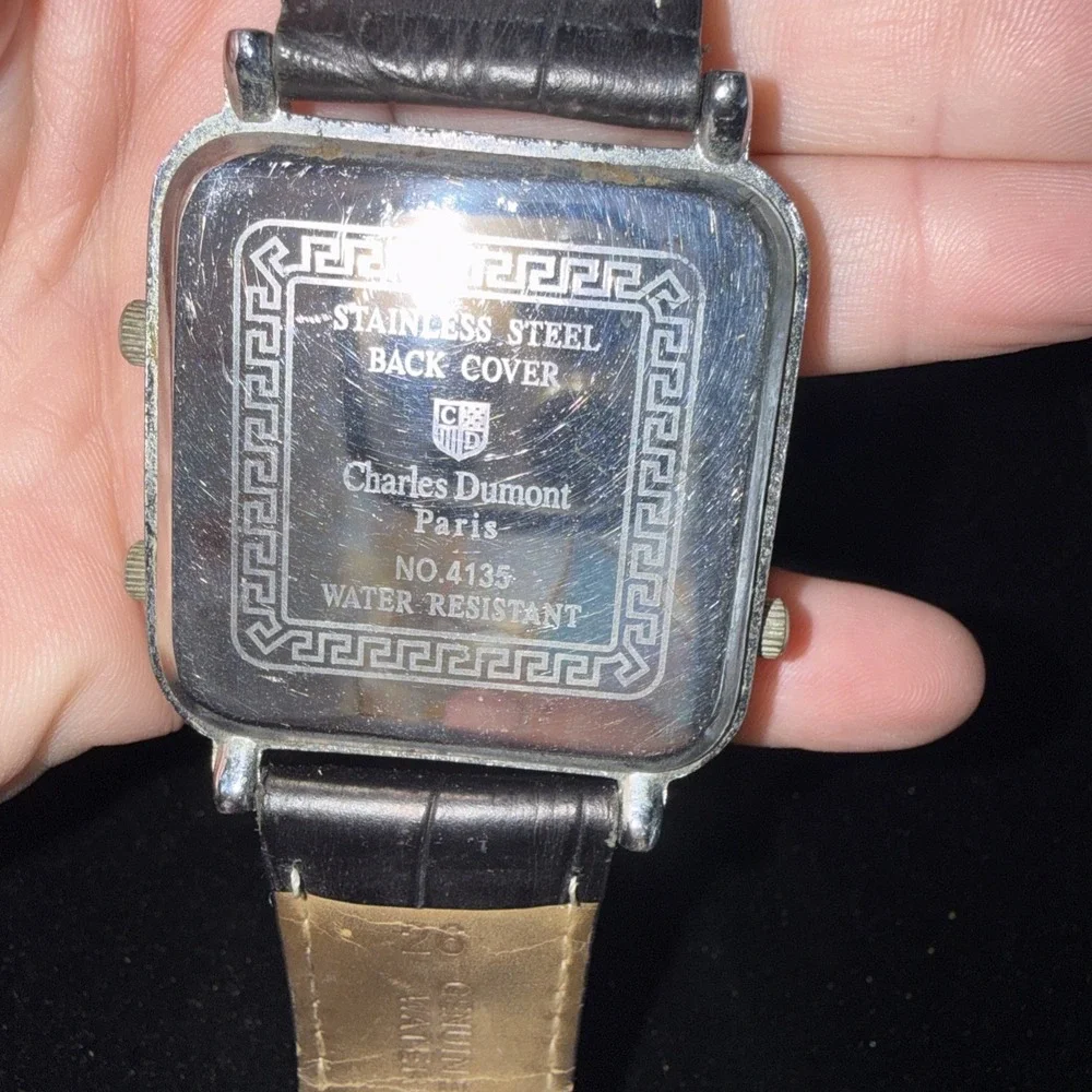 Charles Dumont Paris Quartz Water‎ Resistant Watch Powmax Black Leather 5438